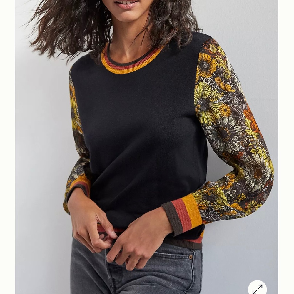 Anthropologie brand Bl-nk gorgeous Gwen Pullover with rich hues.